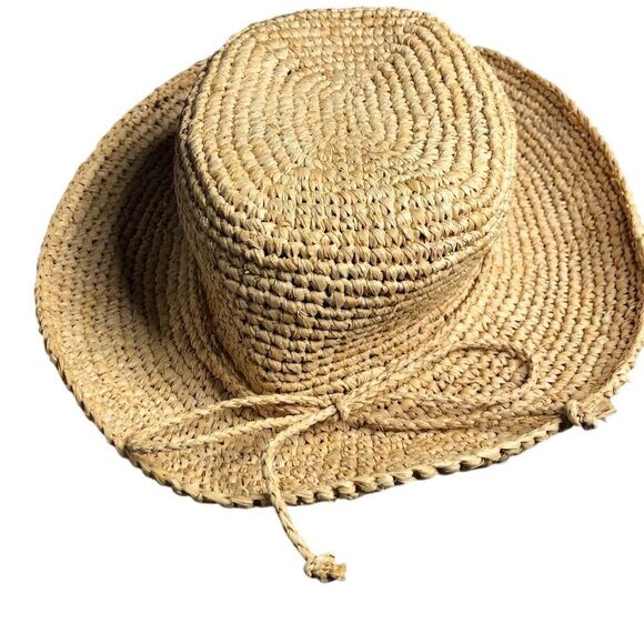 Scala Women's Beige Raffia Straw Hat with Braided Bow Accent